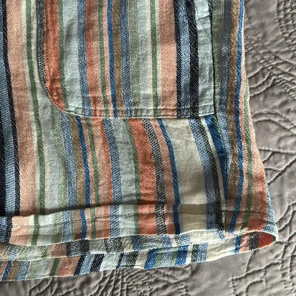 Dash Linen blend shorts EUC. Blue/melon/green striped Sz L - Picture 3 of 5